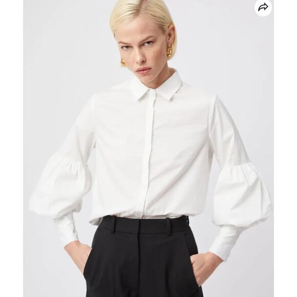 The Shirt by Rochelle Behrens Tops - THE SHIRT Rochelle Beherens Molly Shirt White Puff Sleeve Button Down Medium